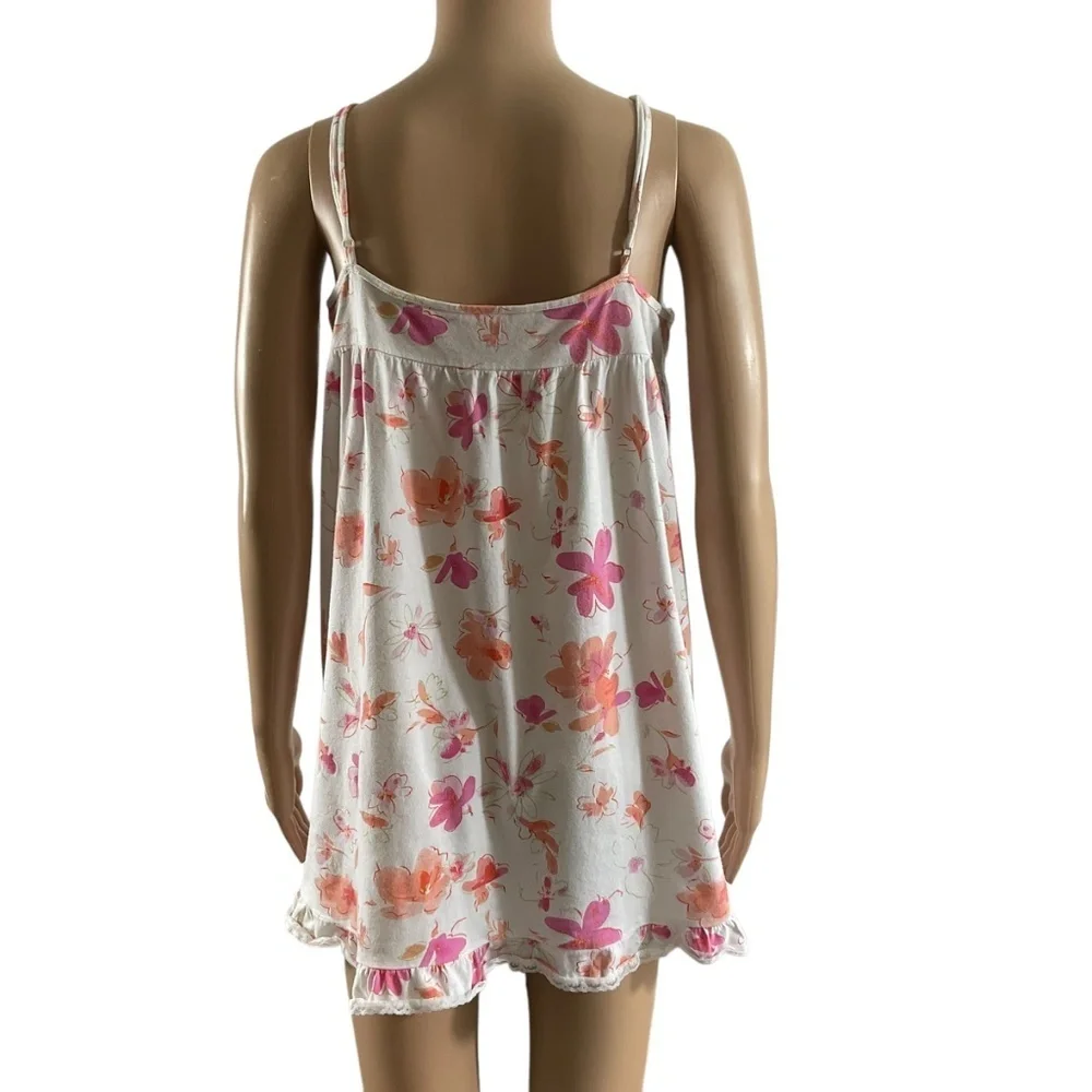 Vintage Victoria’s Secret Floral Babydoll Nightgown size Large Lace Ribbon Trim - Picture 5 of 7